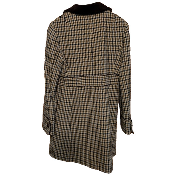 J Crew Houndstooth Wool Coat Double Breasted Velvet Collar Size 8 EUC - Picture 3 of 8